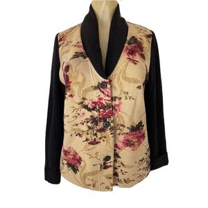 Stizzoli Cardigan Sweater V Neck Floral Long Sleeve Button Down Wool Kni…